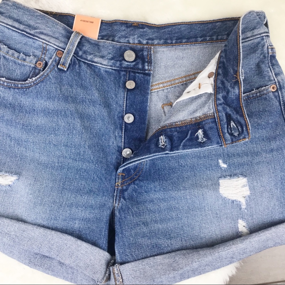 Levi’s 501 Button Fly Hi Rise Jean Shorts 31 - Picture 2 of 8